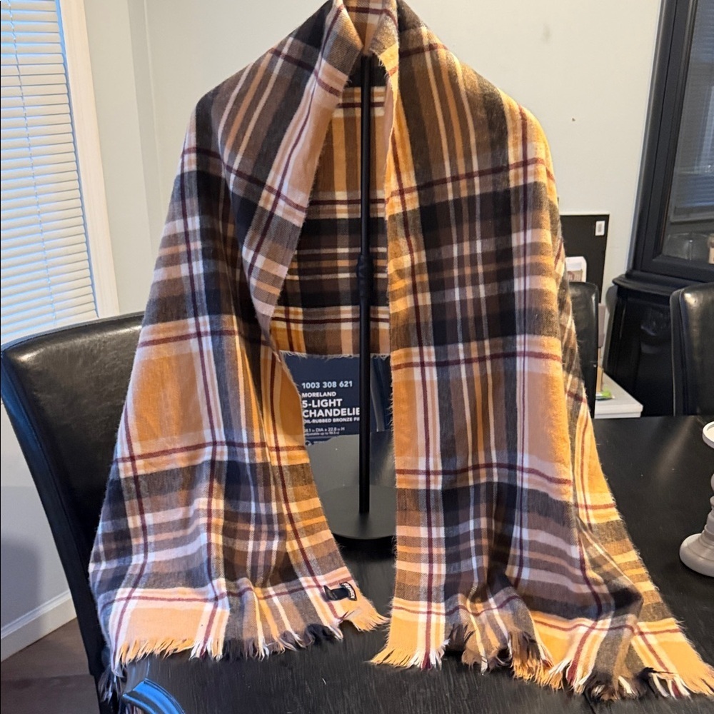 Steve Madden Checkered Scarf in Yellow and Brown